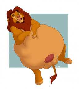 after_vore balls belly big_belly big_penis erection feral feral_pred genitals huge_belly male male_pred nude open_mouth penis red_eyes same_size_vore vore whiskers yellow_sclera chubbyjam disney the_lion_king simba_(the_lion_king) felid lion mammal pantherine hi_res