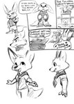 2016 anthro canid canine child dialogue disney duo english_text fennec_fox finnick_(zootopia) fox harmarist male mammal monochrome nick_wilde red_fox simple_background text true_fox young young_anthro zootopia