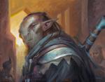 abzan assassin group knife looking_at_viewer male melee_weapon not_furry solo_focus sword weapon lucas_graciano hasbro magic:_the_gathering wizards_of_the_coast humanoid orc bust_portrait official_art portrait restricted_palette traditional_media_(artwork)