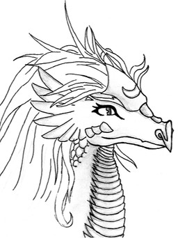 female hair simple_background solo white_background unknown_artist mythology dragon mythological_creature mythological_scalie scalie black_and_white bust_portrait low_res monochrome portrait source_request