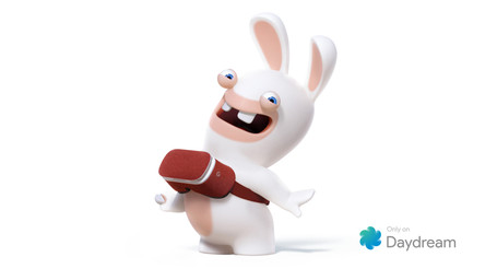 advertisement ambiguous_anthro ambiguous_gender anthro blue_eyes clothing featureless_crotch featureless_legs fur half-closed_eyes handwear happy holding_object light long_ears looking_at_viewer mitten_hands narrowed_eyes no_eyebrows noseless open_mouth open_smile short_legs simple_background smile smiling_at_viewer solo standing straight_arm tan_body tan_inner_ear tan_skin text vr_headset white_background white_body white_fur gael_chauvet raving_rabbids rayman_(series) ubisoft lagomorph mammal rabbid 16:9 2017 3d_(artwork) adobe_photoshop_(artwork) autodesk_maya_(artwork) colored digital_media_(artwork) english_description english_text full-length_portrait hi_res lighting official_art portrait shaded widescreen