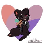 anthro bisexual_pride_colors black_body cactus chibi collar feet hindpaw lgbt_pride male necktie paws plant pride_colors solo suit_jacket sudonoun domestic_cat felid feline felis mammal 1:1 animated