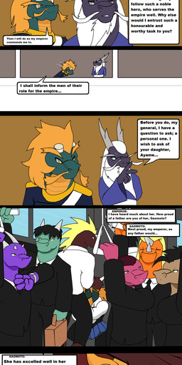anthro asian_clothing balls beard black_bars black_hair blonde_hair blue_eyes bodily_fluids building burgundy_hair cheek_bulge clock clothing crouching cum cum_from_mouth cum_in_mouth cum_inside dialogue duo east_asian_clothing eyeliner facial_hair female genital_fluids genitals green_body green_eyes green_scales group gulp_(sound_effect) hair horn horn_grab inside_train japan japanese_clothing japanese_empire japanese_school_uniform japanese_schoolgirl_outfit makeup male male/female military_uniform mustache neck_bulge necktie oral oral_penetration orange_body orange_hair orange_scales penetration penis_bump pink_body pink_scales purple_body purple_scales red_body red_scales scales school_uniform simple_background speech_bubble suit suitcase swallowing tan_body tan_scales text tied_hair uniform vein veiny_balls watch white_hair yellow_eyes droll3 mythology ayame_(droll3) gaomoto_(droll3) haruhito_(droll3) dragon eastern_dragon mythological_creature mythological_scalie scalie 2013 absurd_res colored comic digital_drawing_(artwork) digital_media_(artwork) english_text hi_res letterbox shaded