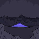 ambiguous_gender cave detailed_background orb peaking purple_body purple_goo rock solo melaisen goo_creature 1:1 2021 absurd_res digital_drawing_(artwork) digital_media_(artwork) hi_res