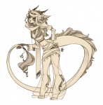 anthro biped breasts clothing ear_piercing female jewelry leaning long_tail looking_at_viewer navel necklace non-mammal_breasts piercing solo standing tail redbeanviolin mythology dragon felid mammal mythological_creature mythological_scalie scalie hi_res monochrome