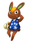 aloha_shirt anthro black_eyes blep blonde_hair blue_clothing blue_dress_shirt blue_shirt blue_topwear bottomless brown_body brown_fur closed_smile clothed clothing dress_shirt featureless_crotch feet fingers fur green_nose hair hat headgear headwear holding_clothing holding_hat holding_headgear holding_headwear holding_object looking_at_viewer male mouth_closed pattern_clothing pattern_shirt pattern_topwear pink_tongue pupils scut_tail shirt shirt_only short_tail simple_background smile solo tail tan_hat tan_headwear three-quarter_view toes tongue tongue_out topwear topwear_only white_background nelfee_09 animal_crossing nintendo o'hare_(animal_crossing) lagomorph leporid mammal rabbit 2013 2:3 digital_media_(artwork) full-length_portrait portrait