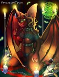 anthro blood bodily_fluids breasts brown_body brown_fur candle dark fur glowing green_eyes holidays light magic nipples nude pink_nipples summoning_circle text wings temrin halloween bat mammal summon 2024 redraw url