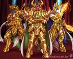 anthro anthrofied armor cape cloth_(saint_seiya) clothing crossed_arms fire freckles group headgear helmet horn horned_helmet looking_at_viewer magic male pose standing wings tatara94 friendship_is_magic hasbro my_little_pony mythology saint_seiya toei_animation big_macintosh_(mlp) fan_character knighthoof_(oc) ultima_(oc) equid equine horse mammal mythological_creature mythological_equine pegasus pony unicorn