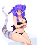 big_breasts blush breasts clothing female hair head_wings humanoid_pointy_ears long_hair looking_at_viewer pointy_ears sitting tail underwear unusual_wing_placement wings savisavichan mythology nijisanji nijisanji_en vtuber selen_tatsuki animal_humanoid dragon dragon_humanoid humanoid mythological_creature mythological_scalie scalie absurd_res hi_res