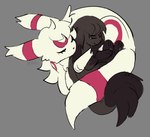 bodily_fluids brown_body brown_fur cuddling duo feral feral_on_feral fur grey_background simple_background tan_body tan_fur tears bloowolfy nintendo pokemon eclipse_(ayceedee) hope_(bloowolfy) eeveelution espeon generation_2_pokemon pokemon_(species) umbreon 2024 hi_res