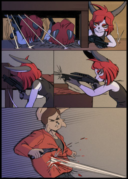 aiming anthro battle blood bodily_fluids breasts clothed clothing death dodging duo eyes_closed female fight franchi_pa-3 fur gloves_(marking) grey_ears grey_hands gun gunfight gunfire gunshot_wound hair handgun holding_gun holding_object holding_ranged_weapon holding_weapon killing m1911 male markings motion_lines pistol ranged_weapon red_hair rolling rolling_over sawed-off_shotgun shooting shooting_gun shootout short_hair shotgun standing topwear under_bed weapon white_body white_fur kosatich colt's_manufacturing_company fabbrica_d'armi_pietro_beretta franchi_s.p.a. elisa_(kosatich) felid feline felis lagomorph leporid mammal rabbit 2024 comic digital_media_(artwork) halftone hi_res multiple_scenes