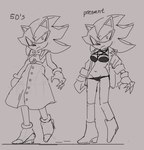 anthro boots bow_tie bra bracelet breasts button_dress clothing crossgender dress female footwear gloves handwear high_heeled_boots high_heels jacket jewelry shoes solo topwear underwear arrow_hearted sega sonic_the_hedgehog_(series) shadow_the_hedgehog eulipotyphlan hedgehog mammal sketch