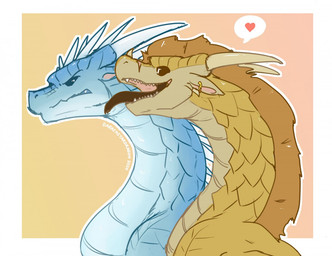 angry black_tongue blue_body blue_scales brown_body brown_scales cheek_lick duo ear_piercing ear_ring face_lick facial_scar feral gradient_background head_spikes heart_symbol horn licking long_neck male male/male open_mouth open_smile piercing ring_piercing scales scar sharp_teeth simple_background smile snout speech_bubble spikes spikes_(anatomy) teeth tongue tongue_out darkenstardragon mythology wings_of_fire qibli_(wof) winter_(wof) dragon icewing_(wof) mythological_creature mythological_scalie sandwing_(wof) scalie 2020 dated signature