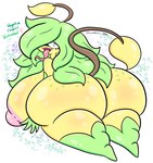 anthro big_breasts big_butt breasts butt female green_hair hair heart_symbol huge_breasts huge_butt nipples one_eye_obstructed pink_nipples solo tail tongue tongue_out yellow_body lewdchuu_(artist) nintendo pokemon vagetia_(lewdchuu) generation_1_pokemon pokemon_(species) victreebel hi_res