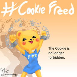 anthro beady_eyes blue_clothing blue_dress breaking_chain chain clothing cuff_(restraint) dress female fur handcuffs hashtag metal_cuffs restraints solo text yellow_body yellow_fur young young_anthro young_female gloryworm cookie's_bustle cookie_blair bear mammal 1:1 english_text hi_res