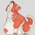 belly breasts female morbidly_obese morbidly_obese_female morbidly_obese_taur obese obese_female obese_taur overweight overweight_female overweight_taur red_cross sitting solo tail unknown_artist canid canid_taur canine canine_taur canis dog_taur domestic_dog mammal mammal_taur taur