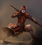 action_pose anthro clothed clothing fur male monk pose solo staff 7theaven blizzard_entertainment diablo_3 monk_(diablo_3) ailurid mammal red_panda 2017