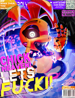 alternative_fashion beakless big_breasts big_tongue black_sclera blonde_hair bodily_fluids breasts clothing collar dripping endoskeleton eyelid_pull eyelid_pull_taunt eyeshadow fangs fellatio_gesture female fingers fur gesture glowing glowing_clothing glowing_eyes goth hair hand_gesture huge_breasts long_tongue machine makeup making_faces metal_tongue metallic_body middle_finger neon_lights robotic saliva saliva_drip saliva_on_tongue saliva_string sharp_fangs sharp_teeth shirt solo star suggestive suggestive_gesture tank_top teeth text tongue tongue_fetish tongue_out topwear white_eyes wide_hips y2k_(fashion) y2k_(graphic_design) yellow_body yellow_fur polygone_arts justminkov_(modeler) five_nights_at_freddy's five_nights_at_freddy's_2 scottgames toy_chica_(fnaf) animate_inanimate animatronic avian humanoid hybrid robot robot_anthro robot_humanoid 2026 3d_(artwork) absurd_res alternate_version_at_source blender_(artwork) cover digital_media_(artwork) english_text hi_res huge_filesize magazine_cover