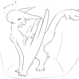 beak cheek_tuft claws ears_back eyes_closed facial_tuft feathers female feral fluffy happy high-angle_view leg_tuft open_beak open_mouth paws pink_beak pivoted_ears solo tail tail_tuft tuft white_body white_feathers winged_arms wings tateoftot european_mythology mythology saphiel_(tateoftot) avian bird dragon feathered_dragon feathered_scalie feathered_wyvern mythological_creature mythological_scalie scalie western_dragon wyvern 1:1 hi_res sketch