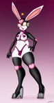 anthro boots bulge clothing eyewear femboy footwear gimp_suit goggles gradient_background heart_pasties heart_symbol high_heeled_boots high_heels legwear male mind_control open_mouth pasties shoes simple_background solo thigh_highs thong underwear evil-rick lagomorph leporid mammal rabbit absurd_res hi_res