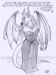 anthro bare_shoulders bracelet breasts cleavage clothed clothing dress electronics female holding_object jewelry looking_at_viewer membrane_(anatomy) membranous_wings microphone necklace non-mammal_breasts singing solo tail text wings rabbi-tom mythology dragon mythological_creature mythological_scalie scalie 2017 english_text