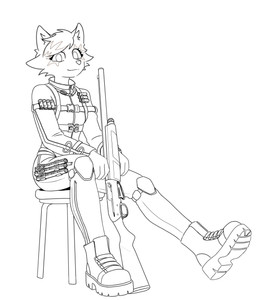 anthro bodysuit boots bottomwear clothed clothing combat_boots combat_gear fingers footwear gun gunshot hair handgun looking_at_viewer male military military_clothing ranged_weapon restraints revolver shell_(projectile) shoes shotgun shotgun_shell skinsuit smile smiling_at_viewer solo speedloader tactical tactical_gear tailless tight_clothing topwear unitard weapon kawasakiwind mikhail_(kawasakiwind) canid canine fox mammal black_and_white digital_drawing_(artwork) digital_media_(artwork) hi_res line_art monochrome