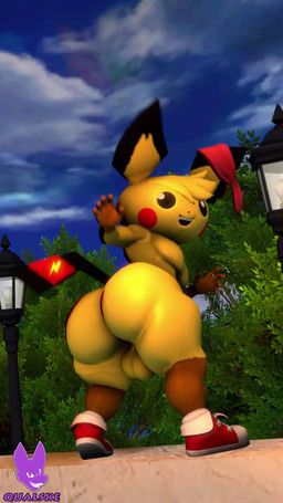 anthro anthrofied backsack balls big_balls big_butt butt butt_slap clothing exhibitionism fangs footwear genitals jiggling male pokemorph presenting presenting_hindquarters public public_nudity shoes slap slightly_chubby smile solo teasing teeth qualske98 roythepichu nintendo pokemon roythepichu_(character) generation_2_pokemon mammal mouse murid murine pichu pokemon_(species) rodent 3d_(artwork) 3d_animation 9:16 animated digital_media_(artwork) hi_res no_sound short_playtime video