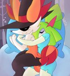 anthro bed braixen clothing duo female furniture generation_3_pokemon generation_6_pokemon hat headgear headwear hi_res hospital_bed hug hugging_another hugging_from_behind kirlia nintendo pokemon pokemon_(species) ponporio_(artist) sleeping witch_hat