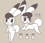 :> anthro brown_background brown_body brown_fur eyelashes female fur kemono simple_background solo white_body white_fur buke3jp osamu_tezuka the_amazing_3 captain_bokko lagomorph mammal 2019