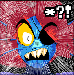 ambiguous_gender blue_body blue_scales close-up exclamation_point eye_patch eyebrow_through_hair eyebrows eyewear hair question_mark red_hair scales sharp_teeth solo surprised_expression teeth translucent translucent_hair wide_eyed yellow_sclera merlebirb_(artist) undertale_(series) undyne animal_humanoid fish fish_humanoid humanoid marine marine_humanoid 2024 digital_drawing_(artwork) digital_media_(artwork) hi_res female_(lore)