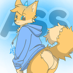 :3 animal_ears animal_nose anthro aroused blue_clothing blue_eyes blue_hoodie blue_topwear body_fur bottomless butt clothed clothing drawstring femboy fox_ears fox_tail fur hair happy hood hood_down hooded_sweater hoodie leaning leaning_forward long_sleeves looking_at_viewer looking_back male mouth_closed multicolored_body multicolored_fur orange_body orange_fur raised_tail rear_view short_hair side simple_background smile snout solo standing sweater tail text thick_thighs topwear two_tone_body two_tone_fur white_body white_fur yellow_body yellow_fur aceyzegoldenfox acey_goldenfox_(oc) canid canine fox humanoid hybrid mammal 1:1 artist_name flat_colors signature sketch