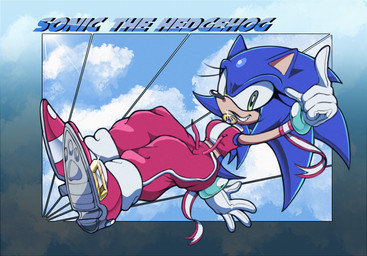 anthro blue_body blue_fur choker clothing crossgender eyelashes female footwear fur gloves green_eyes hair handwear high_heels jewelry lipstick makeup necklace parachute_pants shoes solo spiky_hair splatkitty sega sonic_the_hedgehog_(series) sonic_the_hedgehog eulipotyphlan hedgehog mammal hi_res