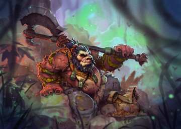 anthro axe beard belly big_belly ear_piercing facial_hair gardening male musclegut muscular piercing plant sack seed solo vines crona_(artist) blizzard_entertainment warcraft bear giant_panda mammal pandaren hi_res