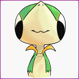 ambiguous_gender anthro big_eyes bodily_fluids border drooling front_view looking_at_viewer purple_border saliva silly simple_background solo konen nintendo pokemon generation_5_pokemon pokemon_(species) snivy 1:1 low_res shaded