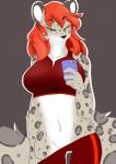 anthro bite biting_lip biting_own_lip bottomwear bottomwear_pull clothed clothing clothing_pull electronics female looking_at_viewer no_underwear pants pants_pull phone self_bite selfie smile solo teasing tight_clothing wide_hips vibershot felid mammal hi_res