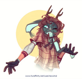 anthro horn male solo text rexwind hare lagomorph leporid mammal digital_media_(artwork) url
