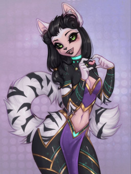 alternative_fashion anthro biped bottomwear breasts claws clothed clothed_anthro clothed_female clothing female fingers front_view fully_clothed fully_clothed_anthro fully_clothed_female fur goth hair navel small_breasts smile solo standing stripes tail teeth tongue topwear yshanii microsoft the_elder_scrolls felid khajiit mammal 2026 3:4 digital_drawing_(artwork) digital_media_(artwork) hi_res