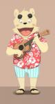 anthro blush bottomwear clothing eyes_closed footwear humanoid_hands lute male musical_instrument playing_ukulele plucked_string_instrument sandals shirt shoes shorts simple_background solo string_instrument topwear ukulele panda_po bear mammal 2020 hi_res