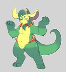 anthro fur green_body green_eyes green_fur male red_crystals solo yellow_body yellow_fur mousesix berde_(mousesix) chuki