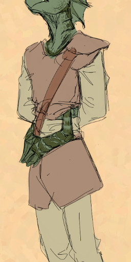 3_eyes 4_arms 4_fingers anthro bottomwear clothed clothed_anthro clothed_female clothing elderly_female feet female fingers gills green_body membrane_(anatomy) multi_arm multi_eye multi_limb pants pupils shirt slit_pupils solo standing toes topwear tunic webbed_feet yellow_eyes soulcentinel stargate selmak alien goa'uld