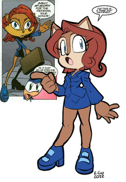 blue_body blue_eyes blue_fur bottomwear brown_body brown_fur clothing duo eyelashes female fur green_eyes hair lawyer male red_hair skirt speech_bubble standing suit text rongs1234 archie_comics sega sonic_the_hedgehog_(archie) sonic_the_hedgehog_(comics) sonic_the_hedgehog_(series) sally_acorn sally_mcacorn sonic_the_hedgehog chipmunk eulipotyphlan ground_squirrel hedgehog mammal rodent sciurid english_text