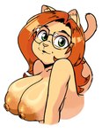 anthro big_breasts breasts eyewear female fur glasses green_eyes hair looking_at_viewer nipples nude orange_hair pink_nose raised_tail solo tail tan_body tan_fur la_tiapat katrina_fowler domestic_cat felid feline felis mammal hi_res