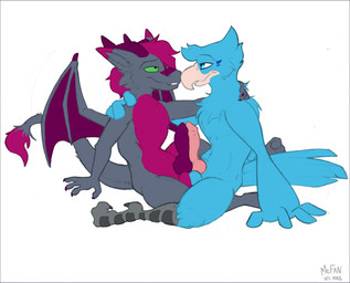 4_fingers animal_genitalia animal_penis anthro balls balls_touching blue_body blue_feathers border canine_genitalia canine_penis chest_tuft cuddling duo erection eye_contact feathers feet fingers frottage fur genitals grey_body hair hand_on_shoulder horn knot looking_at_another male male/male membrane_(anatomy) membranous_wings nude penile penis penises_touching sex simple_background sitting tail tail_feathers transparent_border tuft white_background wings mcfan mythology bwak torrin_the_dragon avian bird dragon furred_dragon furred_scalie mythological_creature mythological_scalie scalie absurd_res alpha_channel hi_res huge_filesize signature traditional_media_(artwork)