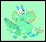 2023 3_toes anthro balls bandage belly big_balls big_breasts big_nipples big_penis black_border blue_tongue bodily_fluids border breasts claws crouching digital_media_(artwork) feet female flygon foreskin generation_3_pokemon genital_fluids genitals green_background green_body gynomorph hair hand_behind_head huge_balls huge_penis humanoid_genitalia humanoid_penis hyper hyper_balls hyper_genitalia hyper_penis intersex long_hair masturbation musk musk_clouds navel nintendo nipples open_mouth partially_retracted_foreskin penis pokemon pokemon_(species) precum simple_background slightly_chubby slightly_chubby_female solo steam thick_thighs toes tongue unknown_artist vein veiny_penis white_hair wings