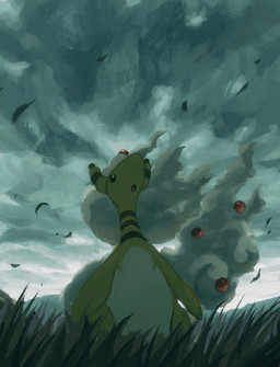 ambiguous_gender anthro cloud cloudy_sky grass hair looking_up open_mouth plant sky solo tail tongue white_hair yellow_body arco_(artist) aruco_coo nintendo pokemon generation_6_pokemon mega_ampharos mega_evolution pokemon_(species) 2025 hi_res