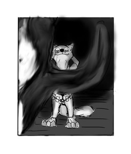 anthro camera_flash close-up clothed clothing dark duo male nightmare_fuel photo pose shadow smile zalgo_(artist) disney zootopia nick_wilde canid canine fox ghost mammal red_fox spirit true_fox unknown_species 2016 monochrome