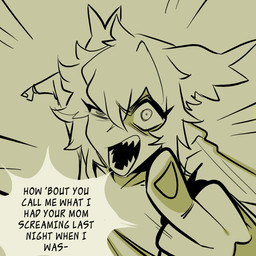 angry anthro black_and_green dialogue female gesture hair hand_gesture looking_at_viewer middle_finger sharp_teeth short_hair solo teeth text yelling yelling_at_viewer glacierclear foxtrot_(glacierclear) durian_(glacierclear) animal_humanoid canid canid_humanoid canine canine_humanoid fox_humanoid humanoid mammal mammal_humanoid 1:1 2025 english_text hi_res
