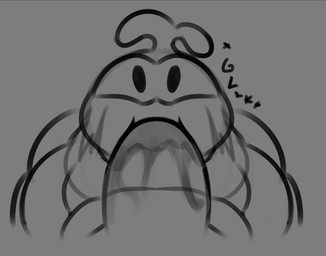 antennae_(anatomy) anthro balls big_balls big_butt big_penis butt fellatio first_person_view front_view genitals glk happy lying male musclegut muscular muscular_anthro muscular_male on_front oral penile penis sex henrique_rick zeptolab globbi_(henrique_rick) humanoid nommie hi_res monochrome sketch