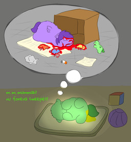ambiguous_feral ambiguous_gender ball blood blue_body blue_fur bodily_fluids box cardboard cardboard_box cigarette container corpse crying death eyes_closed featureless_crotch feral fur genital_fluids gore green_body green_fur green_tail grief guts hair intestines lying memory monotone_body monotone_fur on_front on_hind_legs on_side open_mouth orange_body orange_fur organs pain pained_expression paper purple_body purple_fur purple_hair purple_tail sad tail tears thought_bubble toy toy_block urine wings yellow_body yellow_fur young young_ambiguous young_feral carpdime fluffy_pony fluffy_pony_(species) mammal