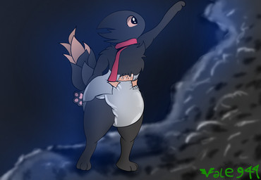 ambiguous_gender anthro clothed clothing diaper solo wearing_diaper vale944 casualties:_unknown alien canid expie_(gunsawian) gunsawian hybrid mammal murid rodent hi_res